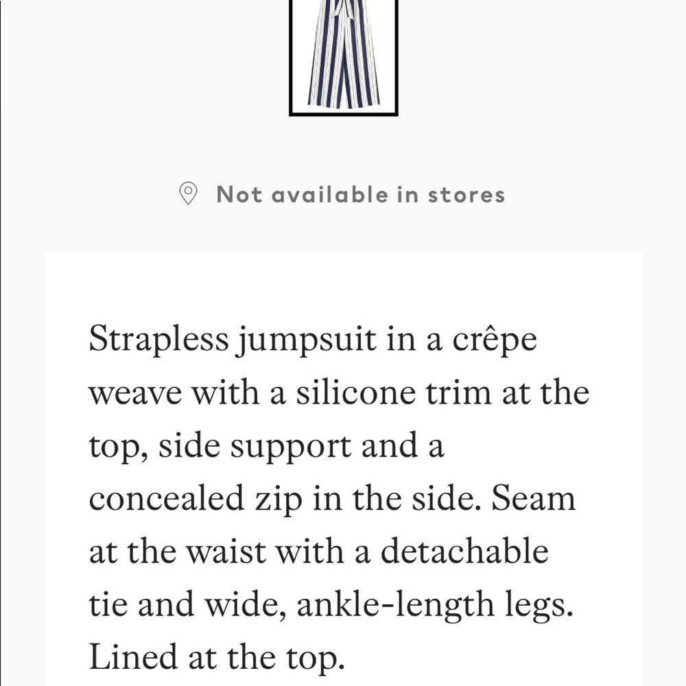 ✨NEW✨ H&M Navy Striped Strapless Jumpsuit - Picture 2 of 8